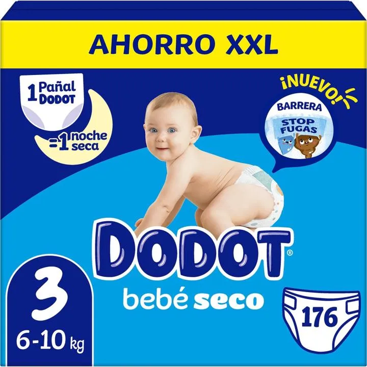 Dodot Bebé Seco Pañales XXL Tallas 3-7: Protección Antifugas y Ultra Seco hasta 12h