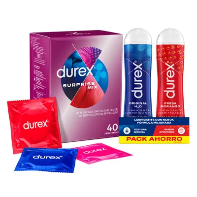 Durex - Surprise Mix 40 Condones Surtidos + Lubricante