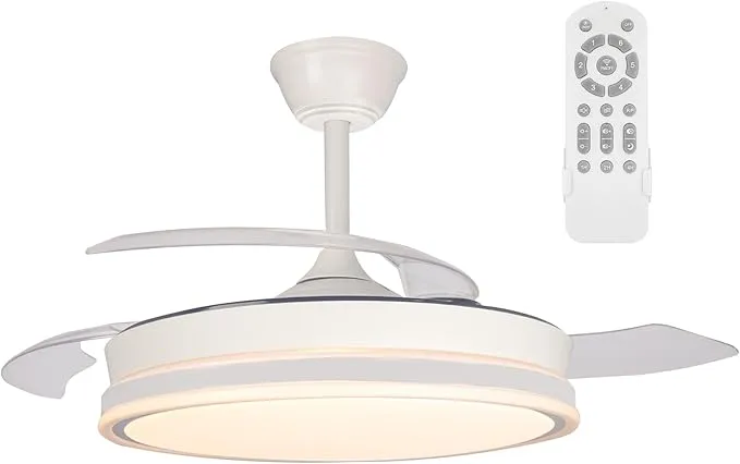 wonderlamp - Ventilador de techo retráctil Surpino Blanco