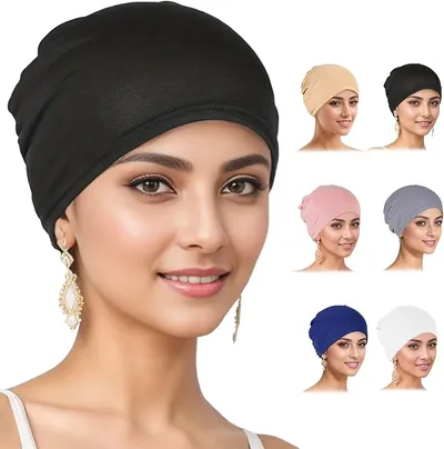 6 gorros quimioterapia transpirables, elásticos, para pérdida de cabello, gorro calavera dormir, invierno verano, Multicolor, Talla única