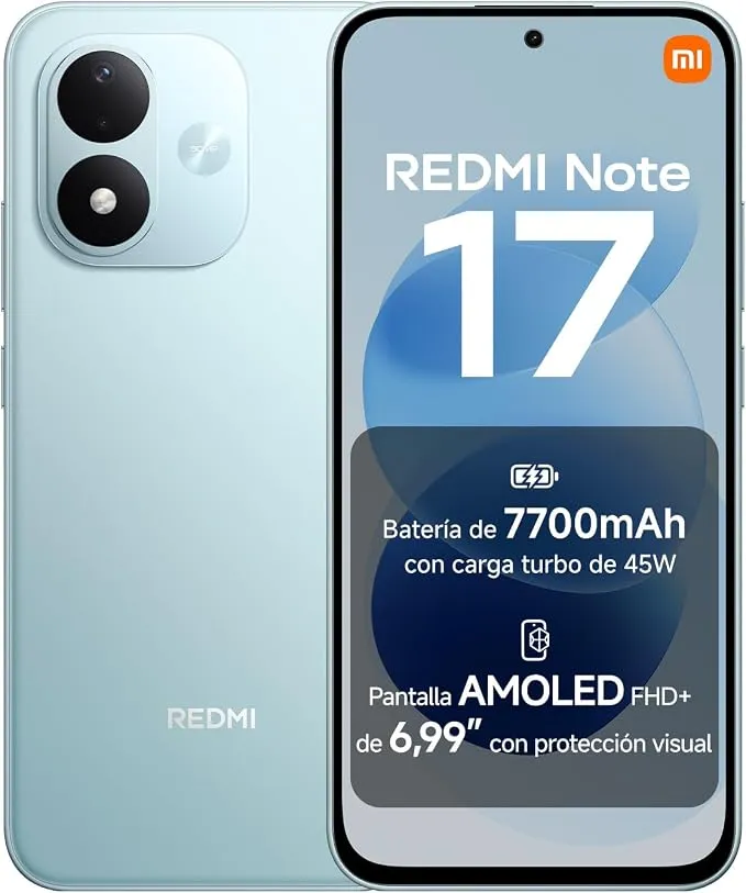 Xiaomi Redmi Note 17: Smartphone 6+256GB Turquesa Cielo con Cámara 50MP y Batería 7700mAh