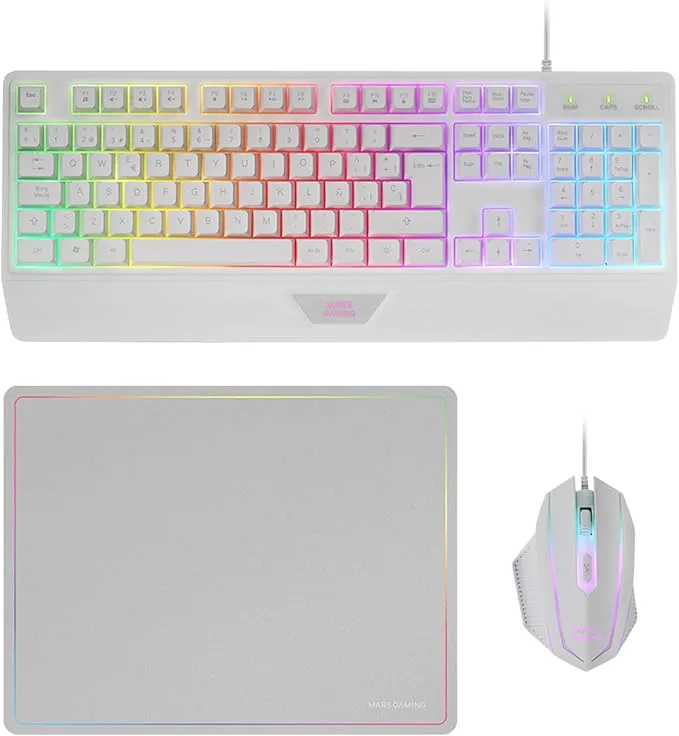 Mars Gaming MCP124 Combo Gaming 3en1 Español Blanco RGB