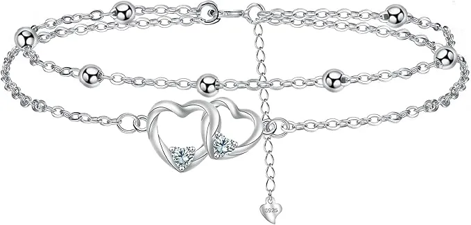 Micory Corazón Pulseras Mujer Plata 925 Doble Pulsera