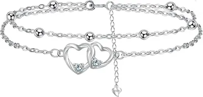 Micory Corazón Pulseras Mujer Plata 925 Doble Pulsera