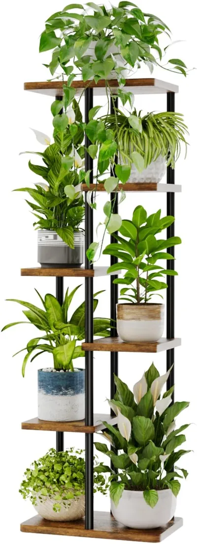Bamworld Soporte alto para plantas de interior de 6 niveles