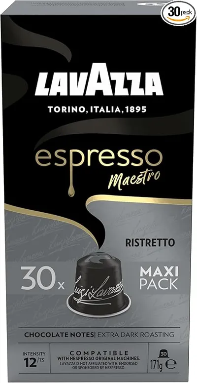 Lavazza, Espresso Maestro Ristretto, 30 Cápsulas de Café Compatibles con Máquinas Nespresso Original