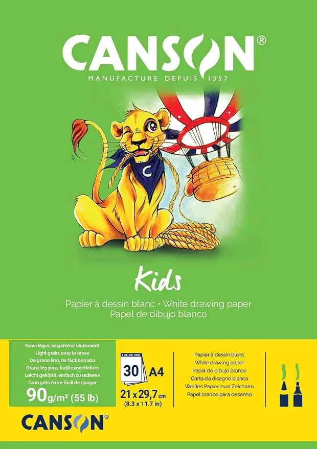 Papel de Dibujo Blanco Canson Kids A4 - 30 Hojas