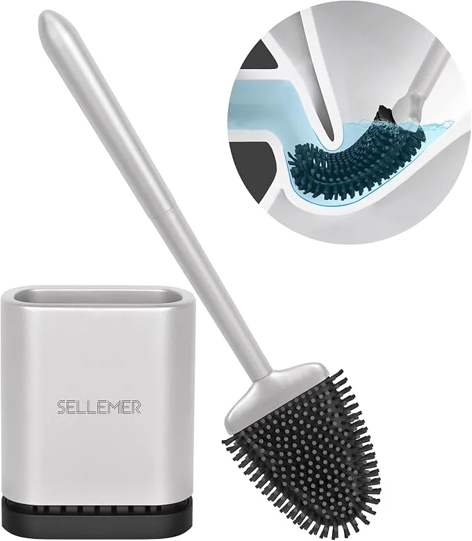 Sellemer Escobilla WC de Silicona con Soporte Ventilado - Limpieza Profunda