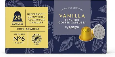 by Amazon Cápsulas de Aluminio de Café Sabor Vainilla Compatibles con Nespresso