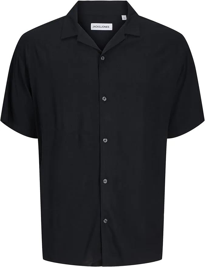 Jack & Jones Camisa Resort Cuello Cubano Corte Relaxed Negra