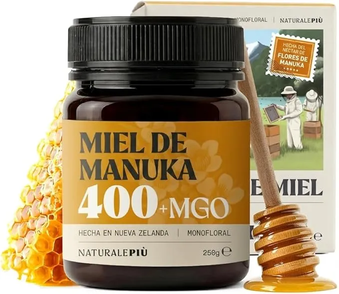 NaturalePiù Miel de Manuka 400+ MGO 250g - Cruda, Pura y Natural de Nueva Zelanda