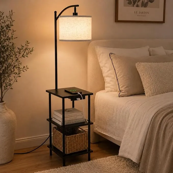 LuminexDesigns Lámpara de Pie Vintage con Estantes
