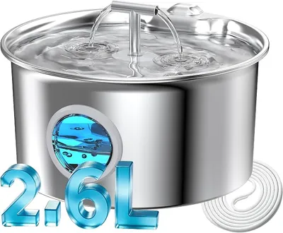 Fuente de Agua para Gatos de Acero Inoxidable: Fuente de Agua para Gatos - Fuente de Agua para Gatos de Interior - Cuenco Dispensador Automático de Agua para Mascotas