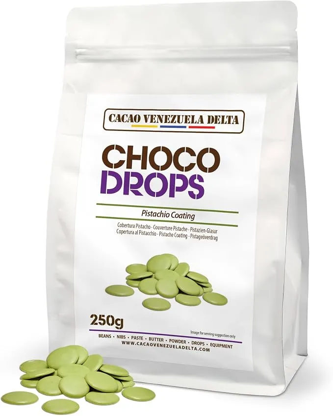 Cacao V Delta Cobertura Chocolate Verde Pistacho 250g para Repostería