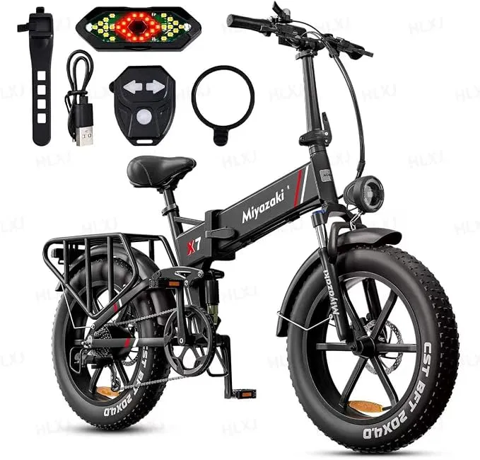 Bicicleta Eléctrica Plegable Miyazaki con Ruedas Gordas y Frenos Hidráulicos