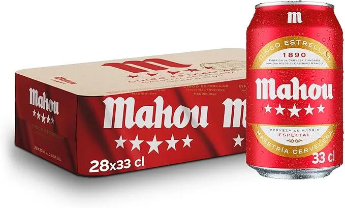 Mahou 5 Estrellas, Pack de 28 Latas x 33 cl