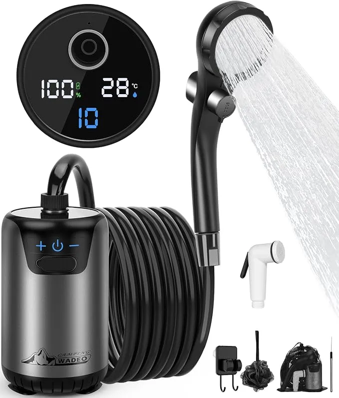 Ducha Portátil WADEO con Batería 8000mAh y Cargador Integrado