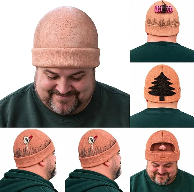 Gorro de Punto Efecto Calva Divertido para Fiestas y Halloween