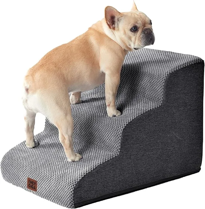 Escalera EHEYCIGA para Perros Pequeños de 3 Peldaños, Color Gris