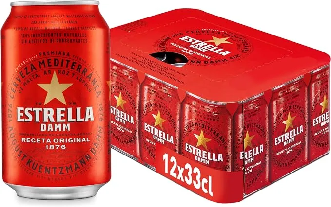 Pack 12 Latas Cerveza Estrella Damm Lager Mediterránea