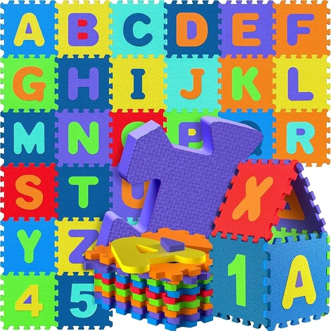 SPIELWERK Alfombra Juego Puzzle Bebé 36 Piezas con Letras y Números Extraíbles