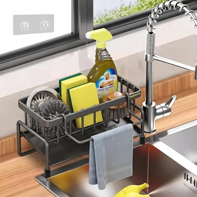 Makenrry Organizador de Fregadero Cocina con Bandeja Drenaje (Gris Mate)